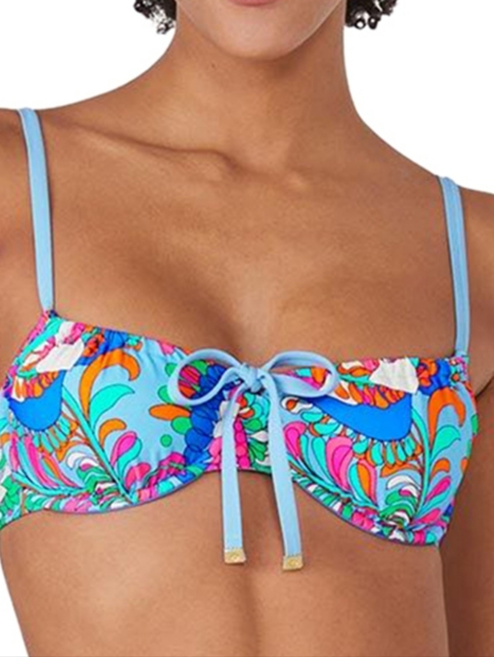 Kate Spade Spring Water Blue and Pink Floral Bikini Top